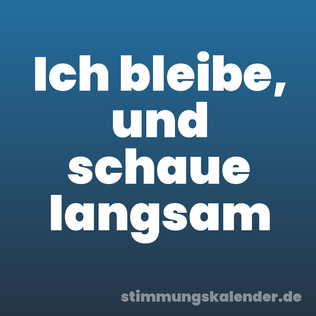 Ich bleibe, und schaue langsam