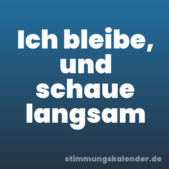 Ich bleibe, und schaue langsam