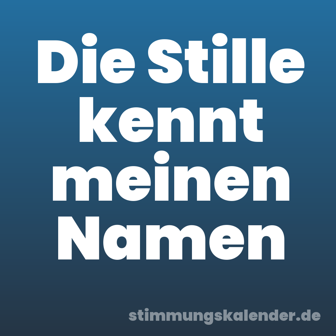 Die Stille kennt meinen Namen
