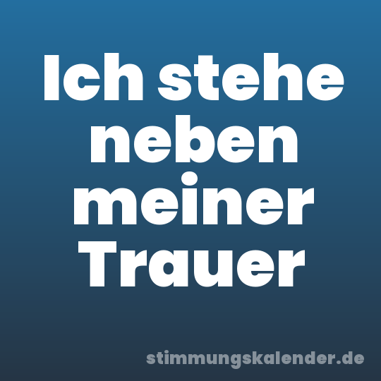 Ich stehe neben meiner Trauer