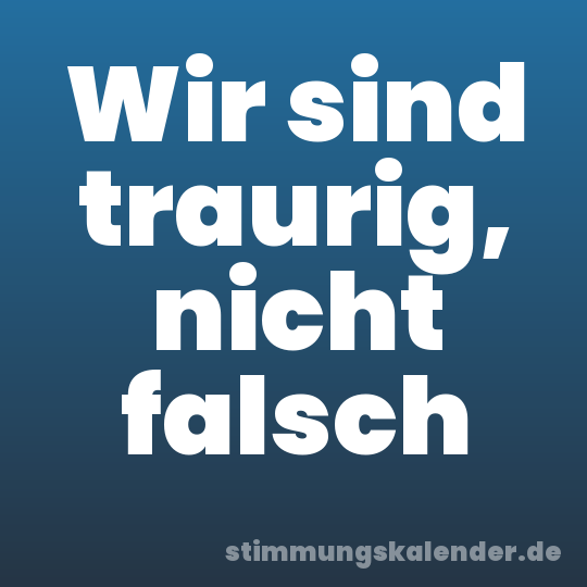 Wir sind traurig, nicht falsch