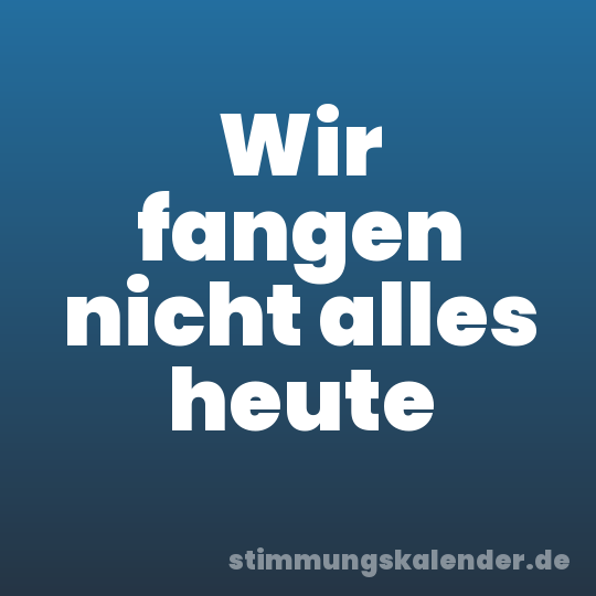 Wir fangen nicht alles heute
