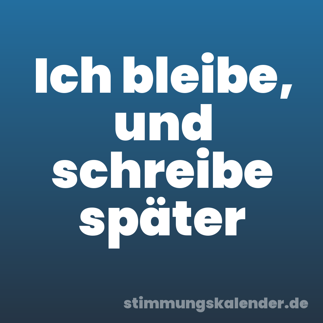 Ich bleibe, und schreibe später