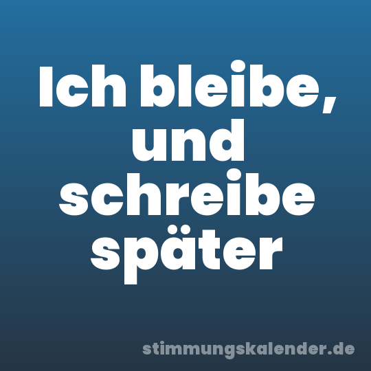 Ich bleibe, und schreibe später