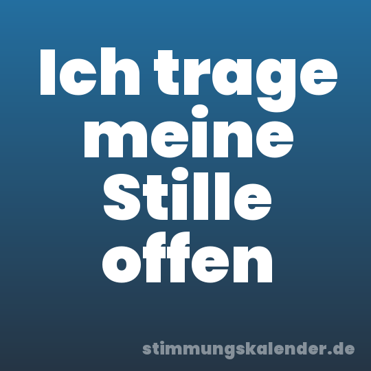 Ich trage meine Stille offen
