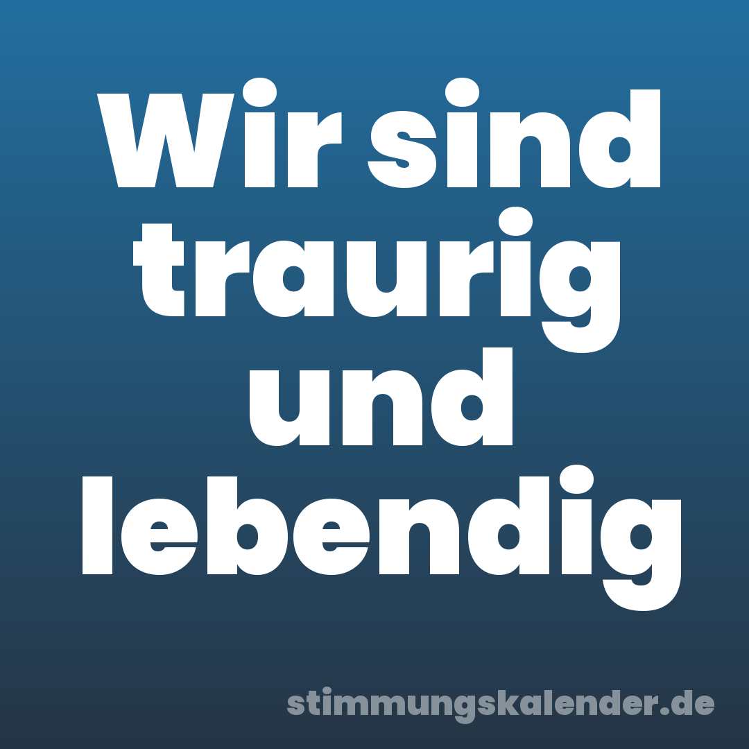 Wir sind traurig und lebendig