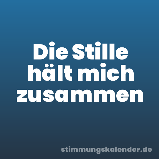 Die Stille hält mich zusammen