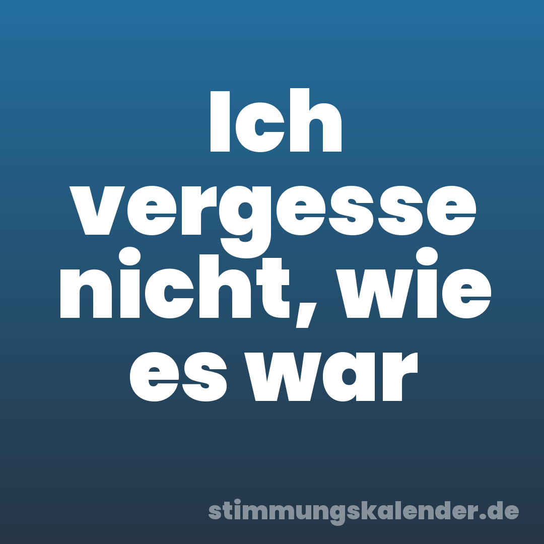 Ich vergesse nicht, wie es war