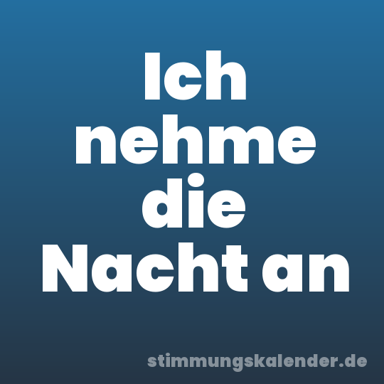 Ich nehme die Nacht an