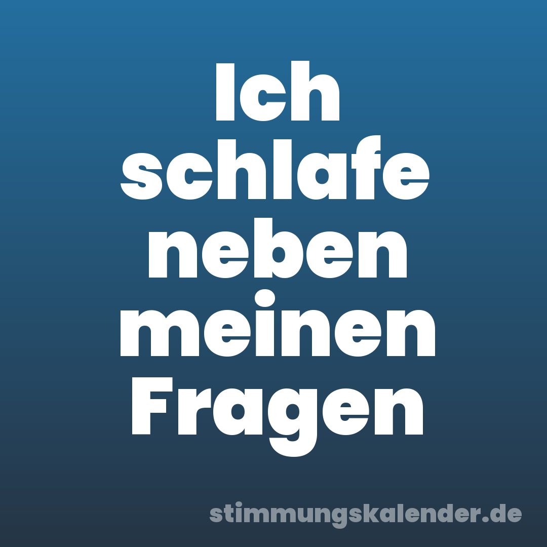 Ich schlafe neben meinen Fragen