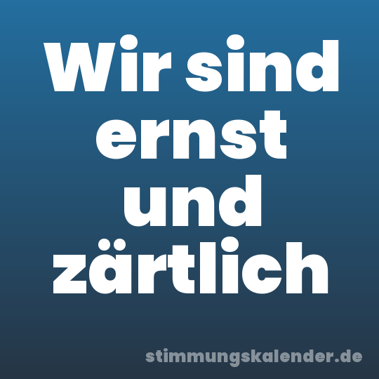 Wir sind ernst und zärtlich