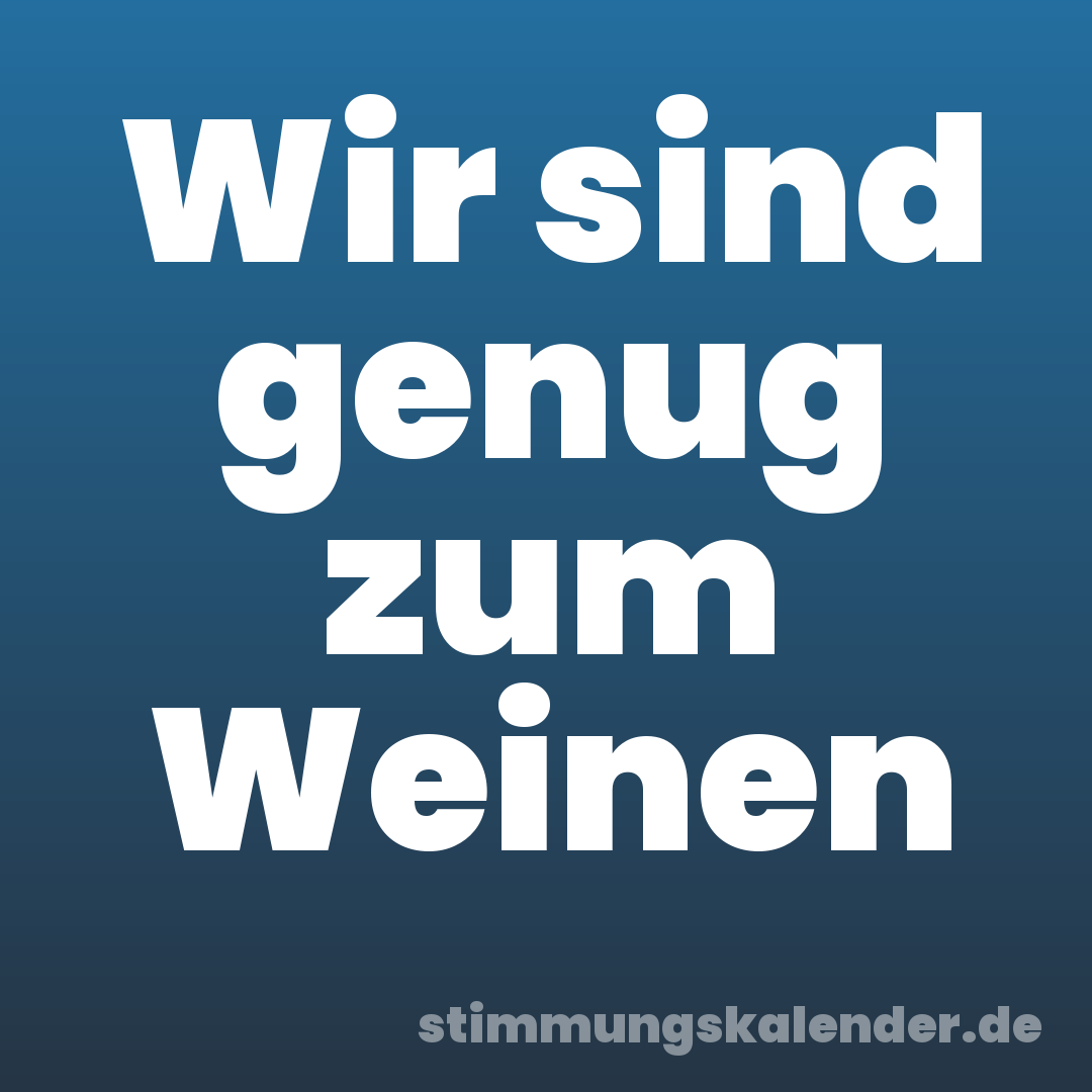Wir sind genug zum Weinen