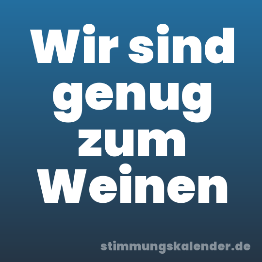 Wir sind genug zum Weinen