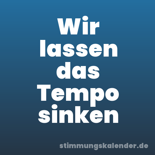 Wir lassen das Tempo sinken