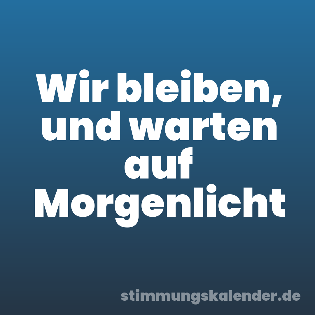Wir bleiben, und warten auf Morgenlicht