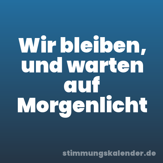 Wir bleiben, und warten auf Morgenlicht