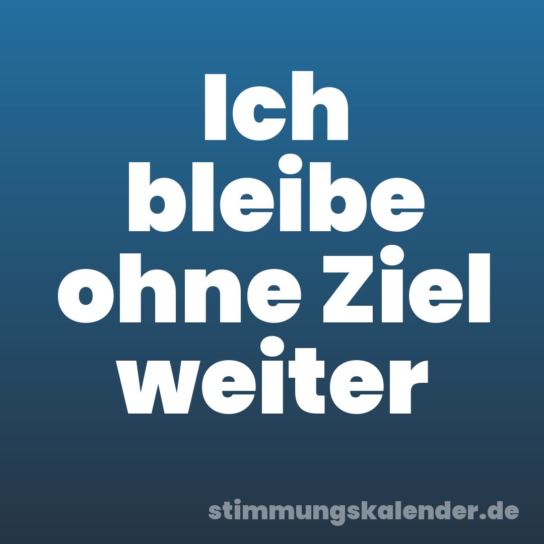 Ich bleibe ohne Ziel weiter