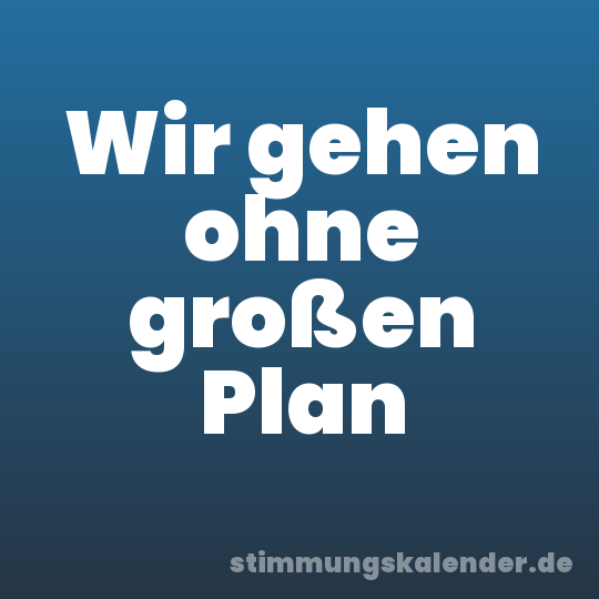 Wir gehen ohne großen Plan