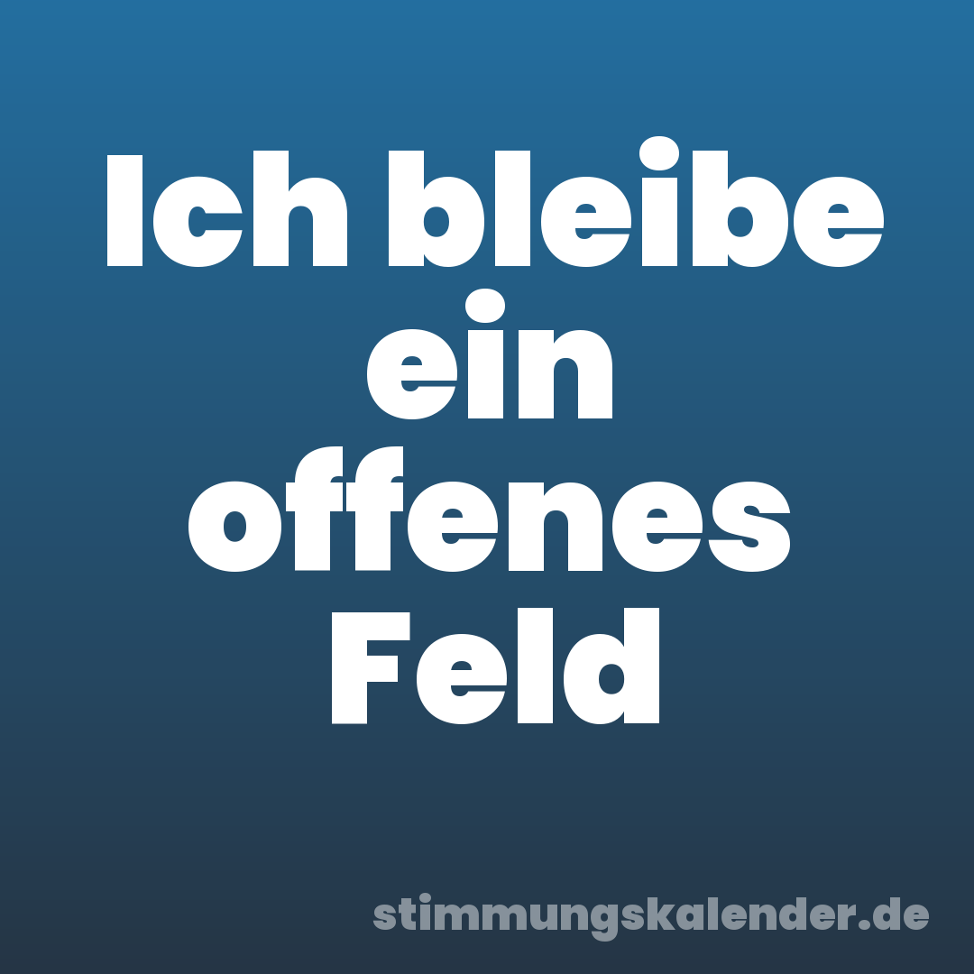 Ich bleibe ein offenes Feld