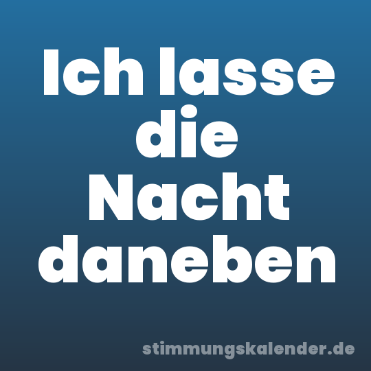 Ich lasse die Nacht daneben