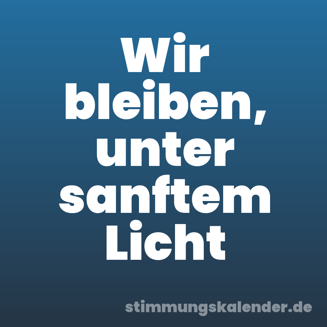 Wir bleiben, unter sanftem Licht
