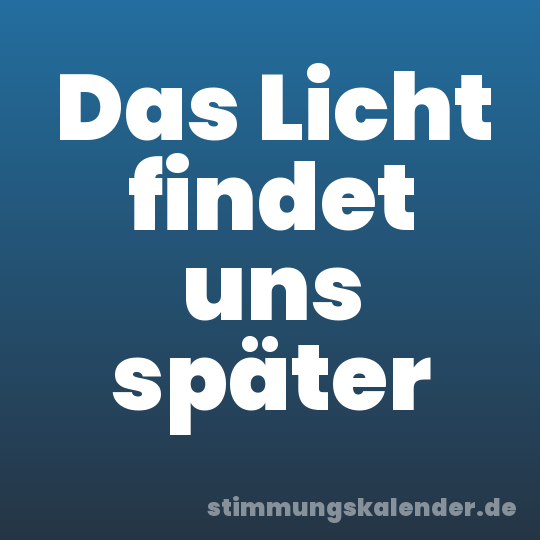 Das Licht findet uns später