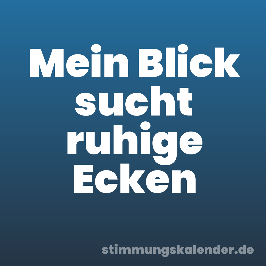 Mein Blick sucht ruhige Ecken