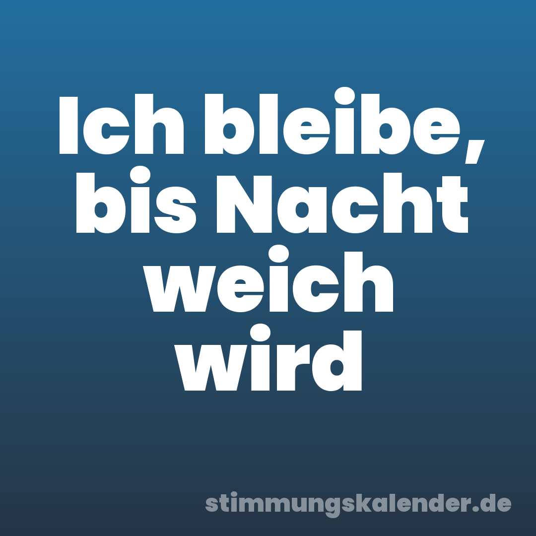 Ich bleibe, bis Nacht weich wird