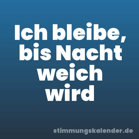 Ich bleibe, bis Nacht weich wird