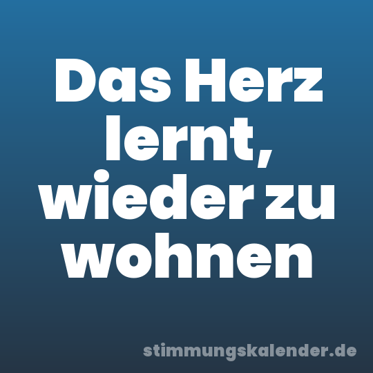 Das Herz lernt, wieder zu wohnen