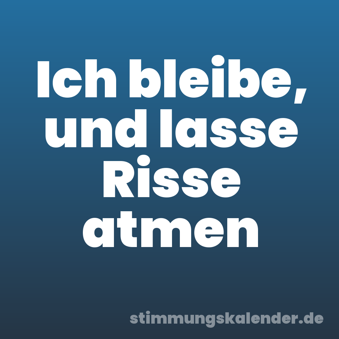 Ich bleibe, und lasse Risse atmen