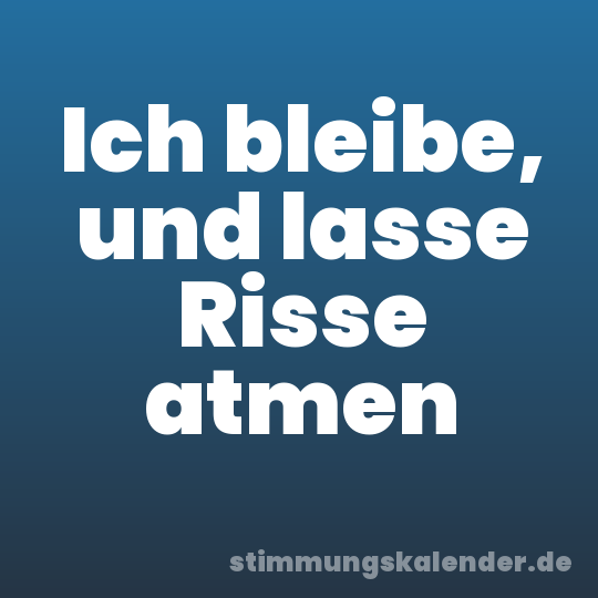 Ich bleibe, und lasse Risse atmen