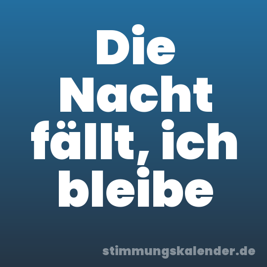 Die Nacht fällt, ich bleibe
