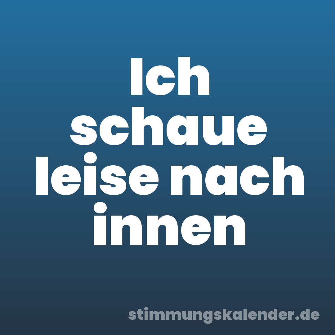 Ich schaue leise nach innen