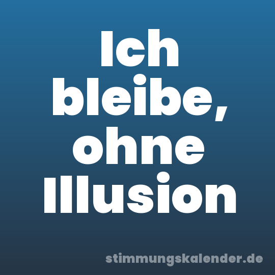 Ich bleibe, ohne Illusion