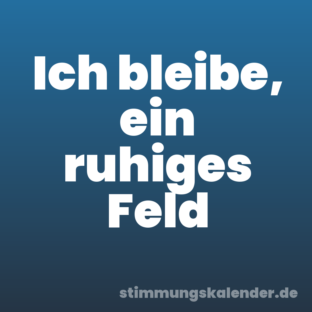 Ich bleibe, ein ruhiges Feld