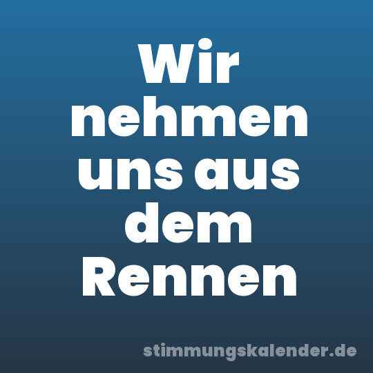 Wir nehmen uns aus dem Rennen