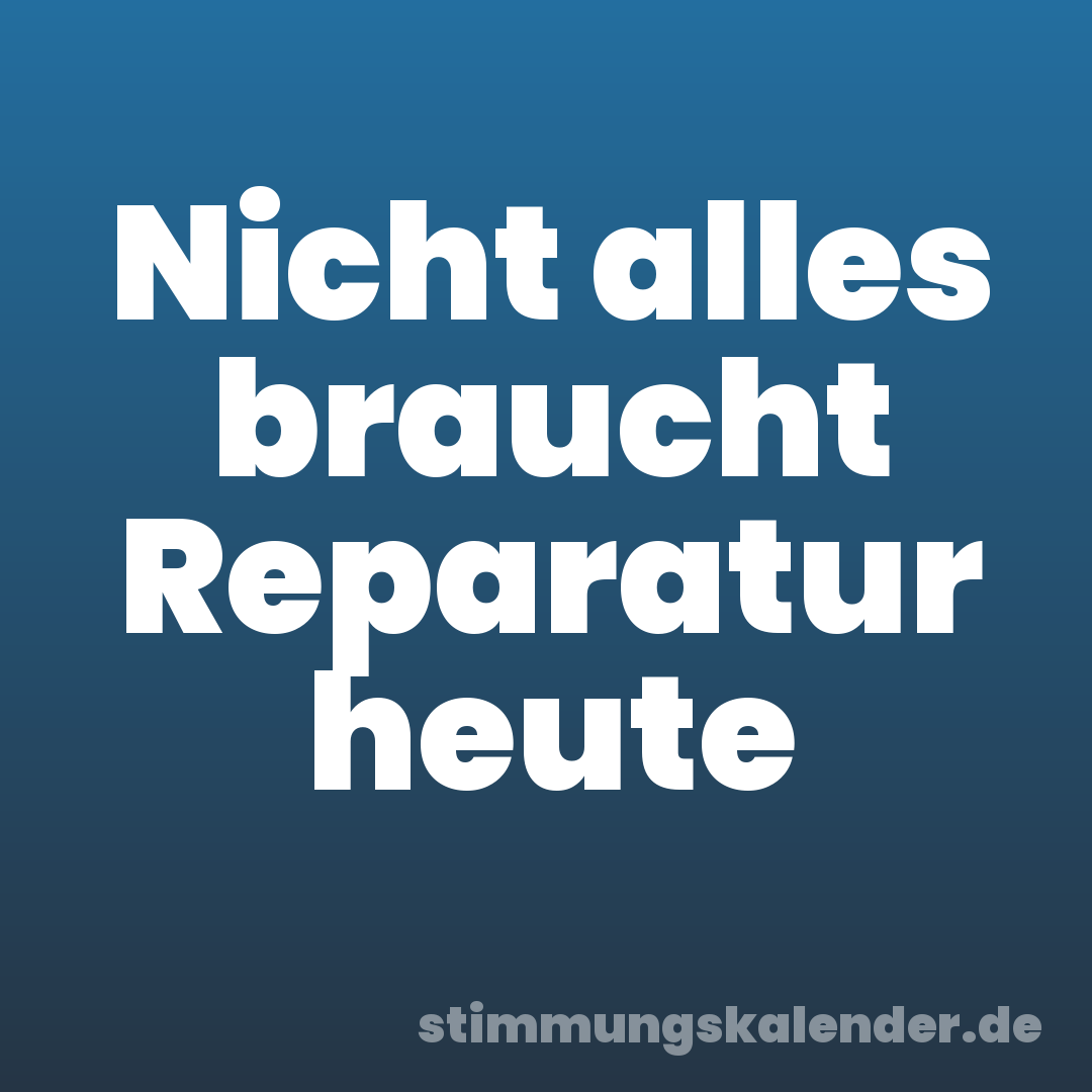 Nicht alles braucht Reparatur heute