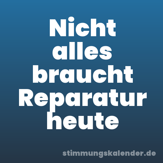 Nicht alles braucht Reparatur heute