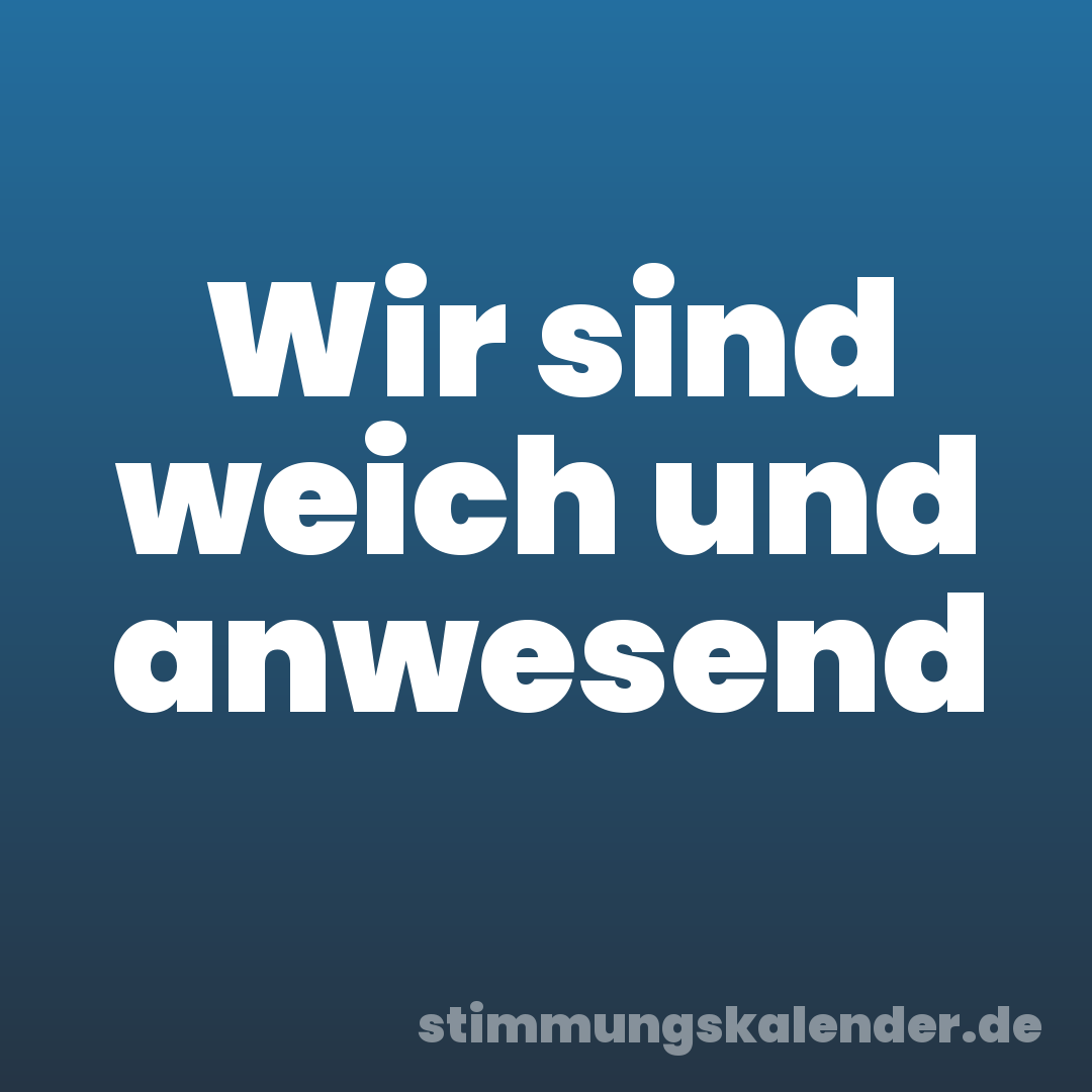 Wir sind weich und anwesend