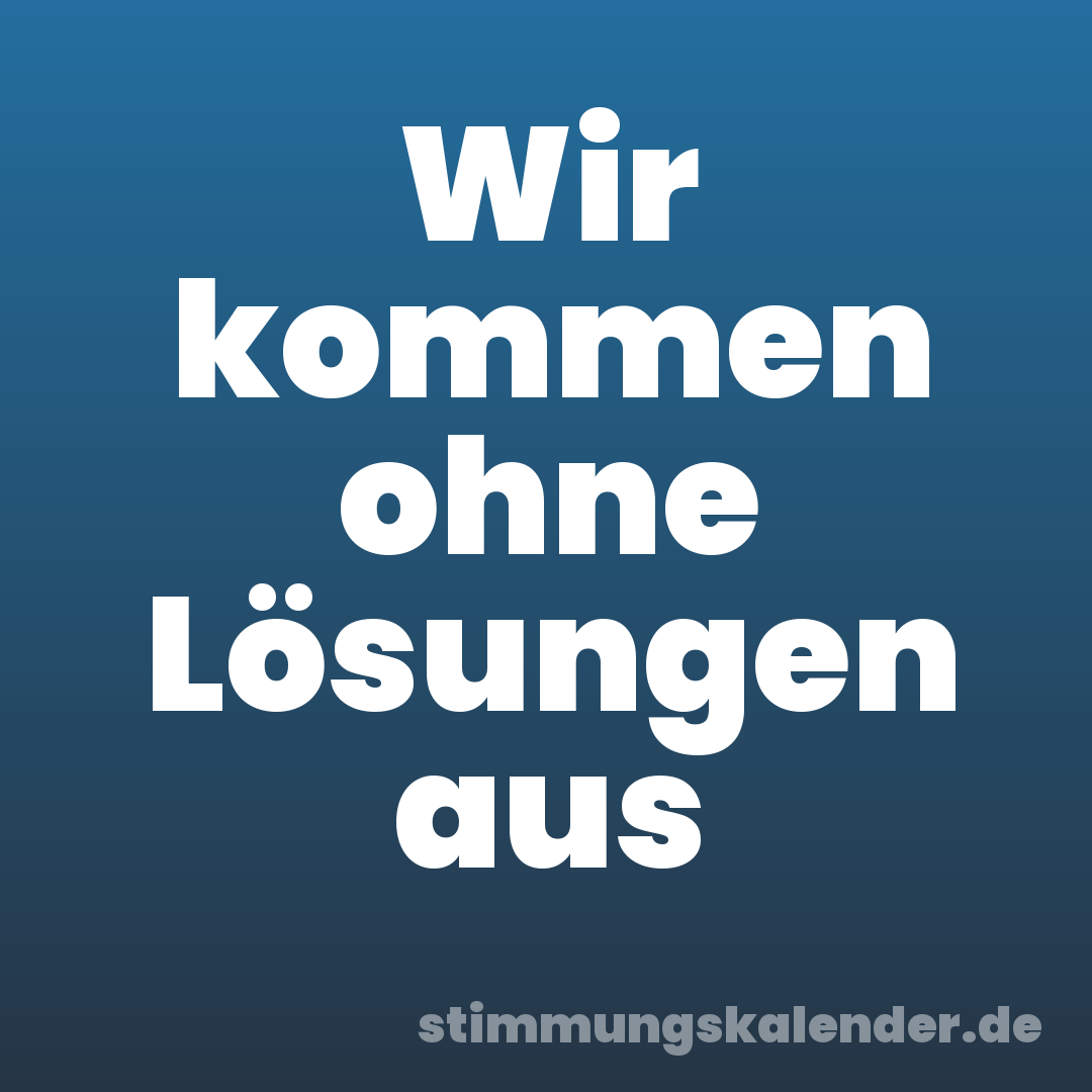 Wir kommen ohne Lösungen aus