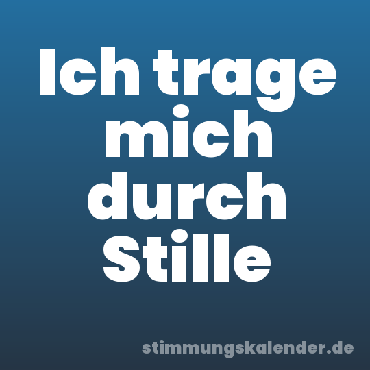 Ich trage mich durch Stille