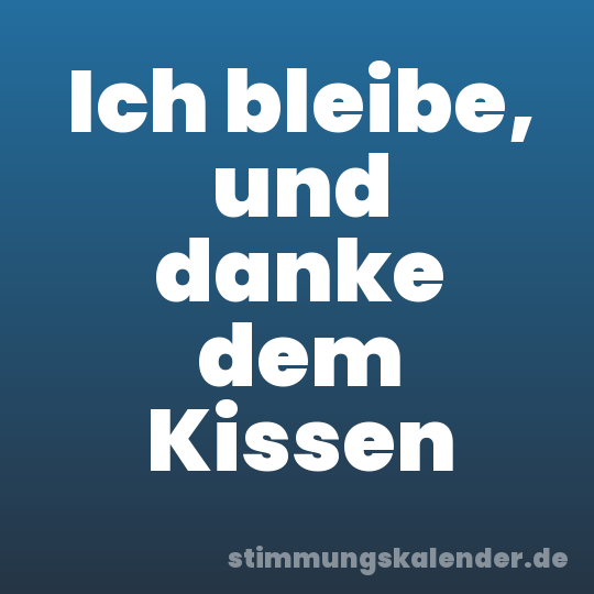 Ich bleibe, und danke dem Kissen