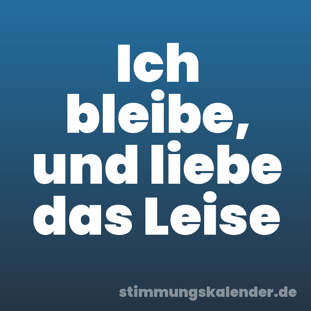 Ich bleibe, und liebe das Leise