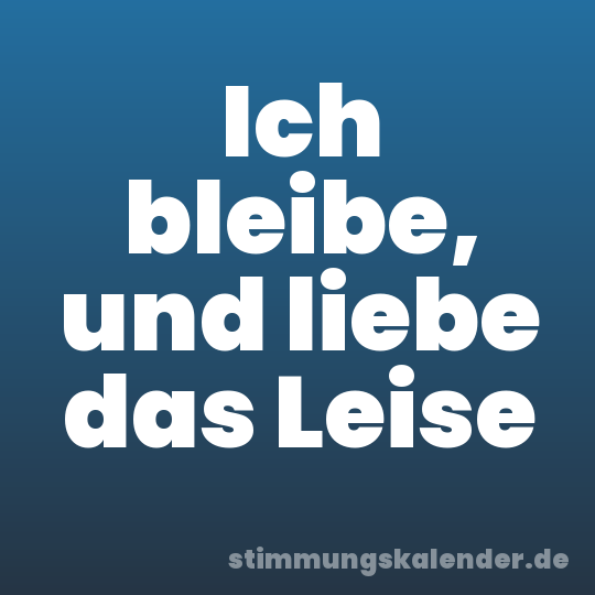 Ich bleibe, und liebe das Leise