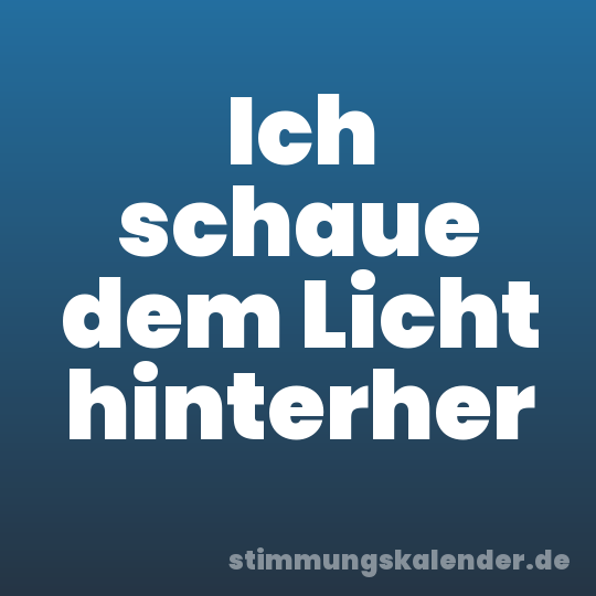 Ich schaue dem Licht hinterher