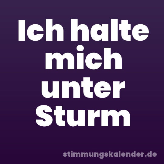 Ich halte mich unter Sturm