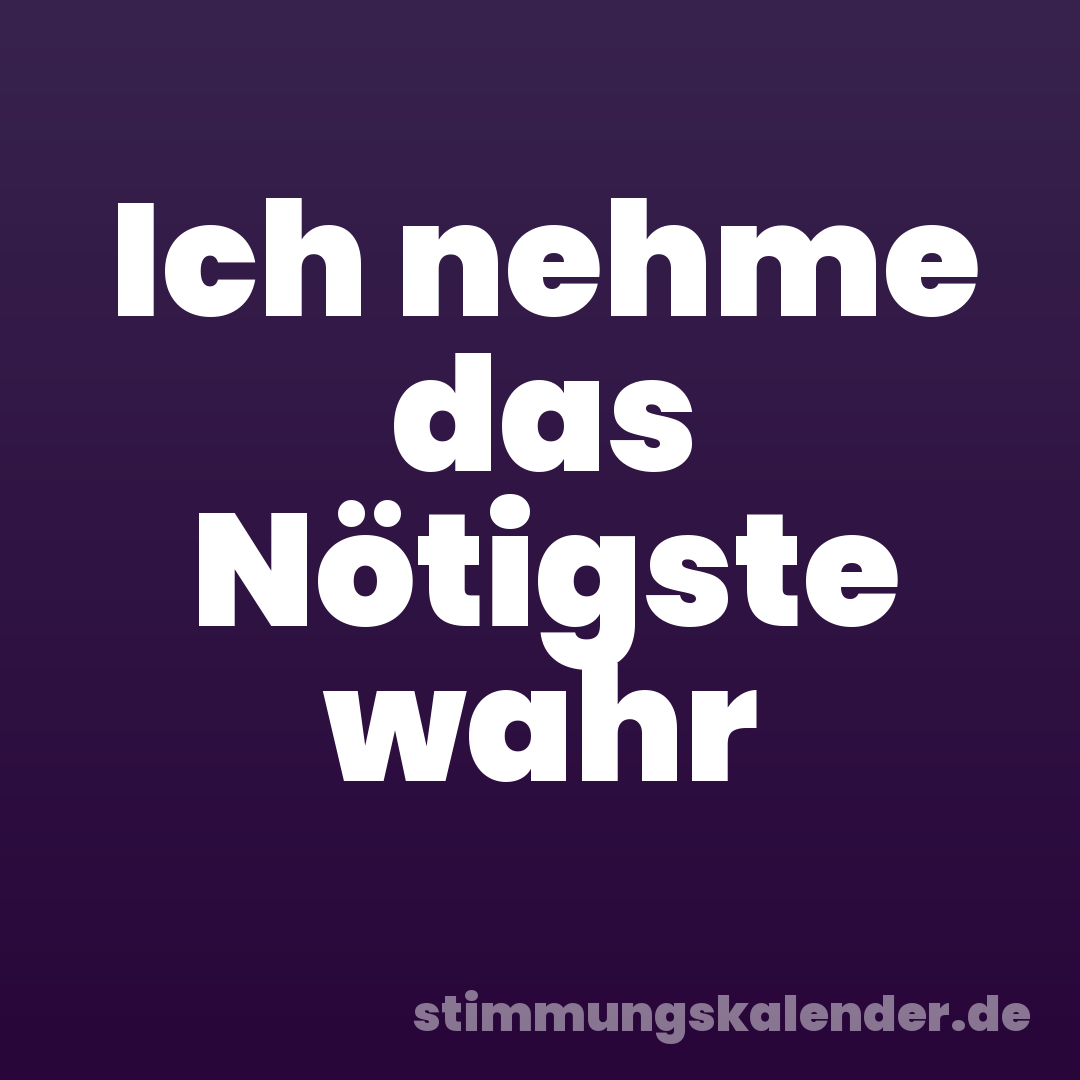 Ich nehme das Nötigste wahr