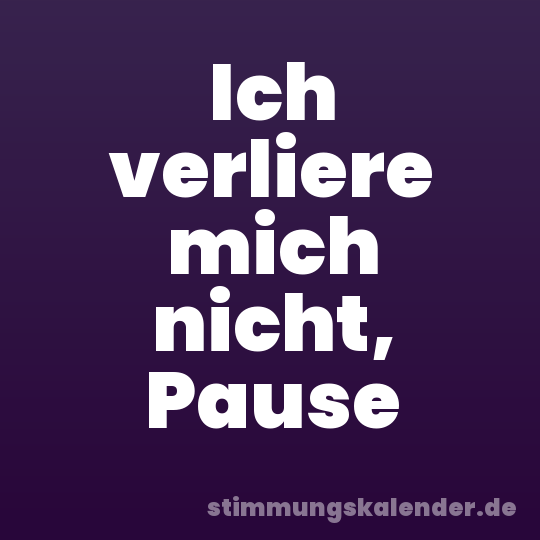 Ich verliere mich nicht, Pause