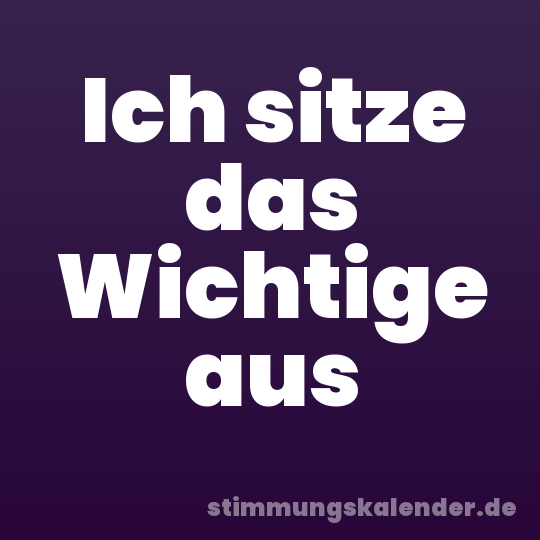 Ich sitze das Wichtige aus